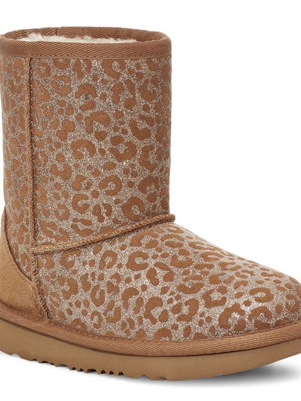 Ugg Classic ll Glitter Leopard Boots Chestnut Suede Fur size 6